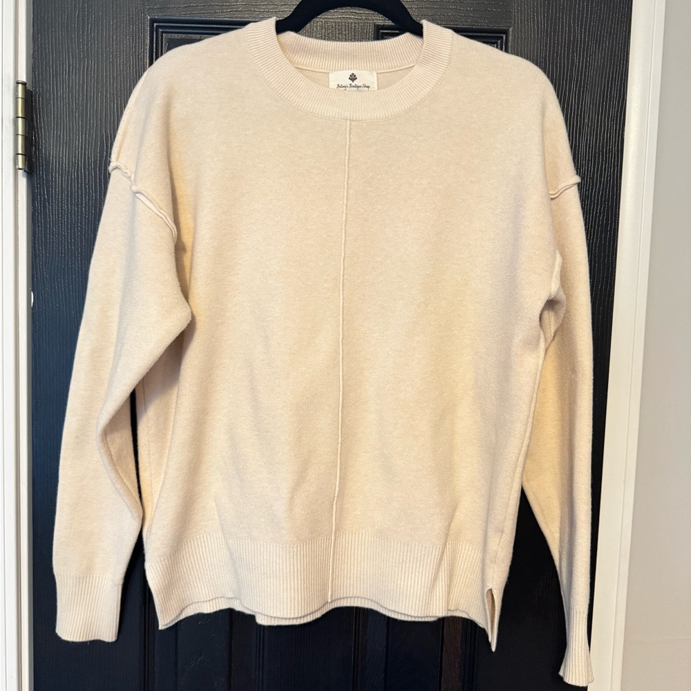 Cream Front Seam Relaxed Viscose Sweater
